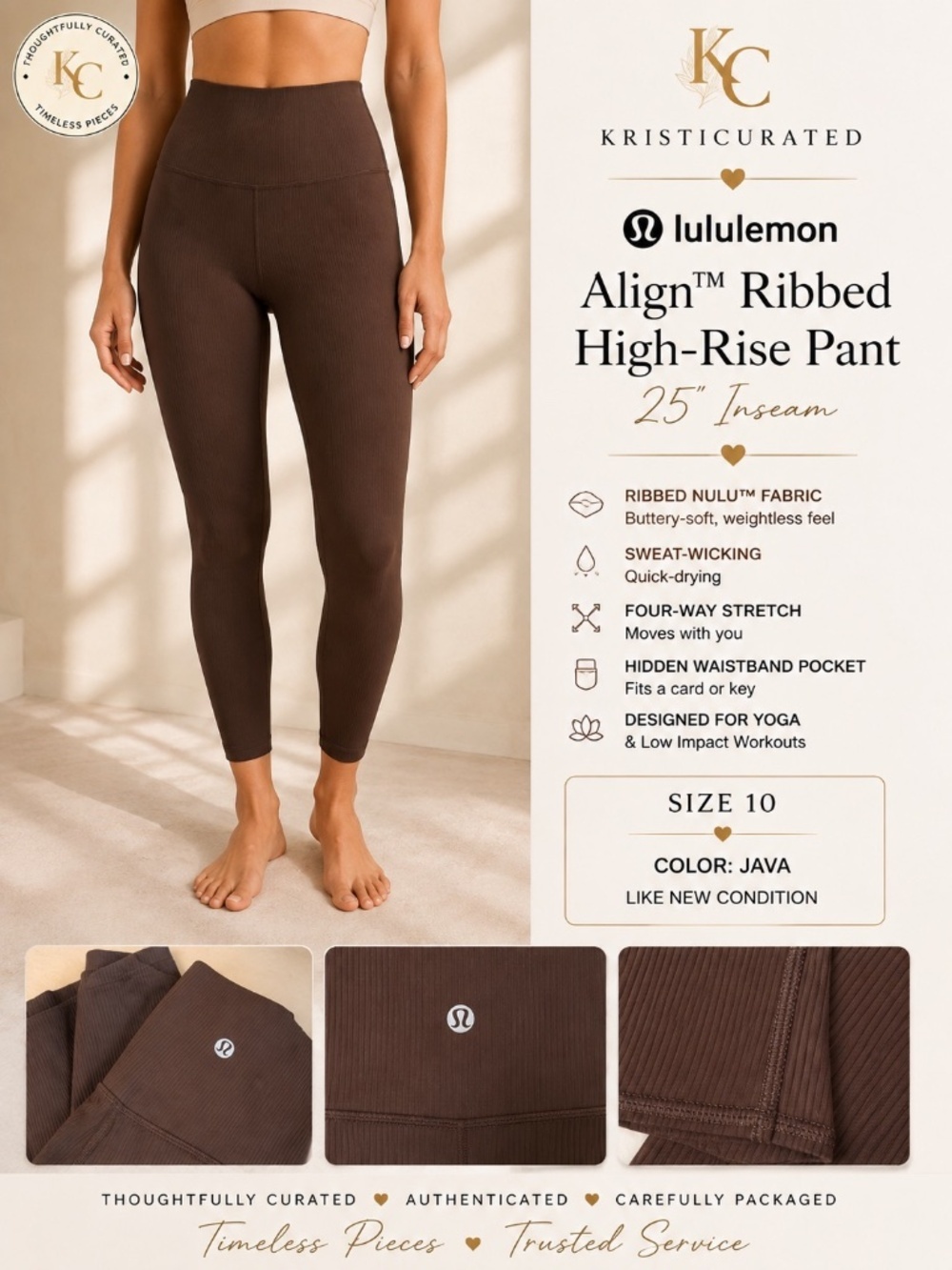 Lululemon Align Ribbed High-Rise Pant 25" Java Size 10